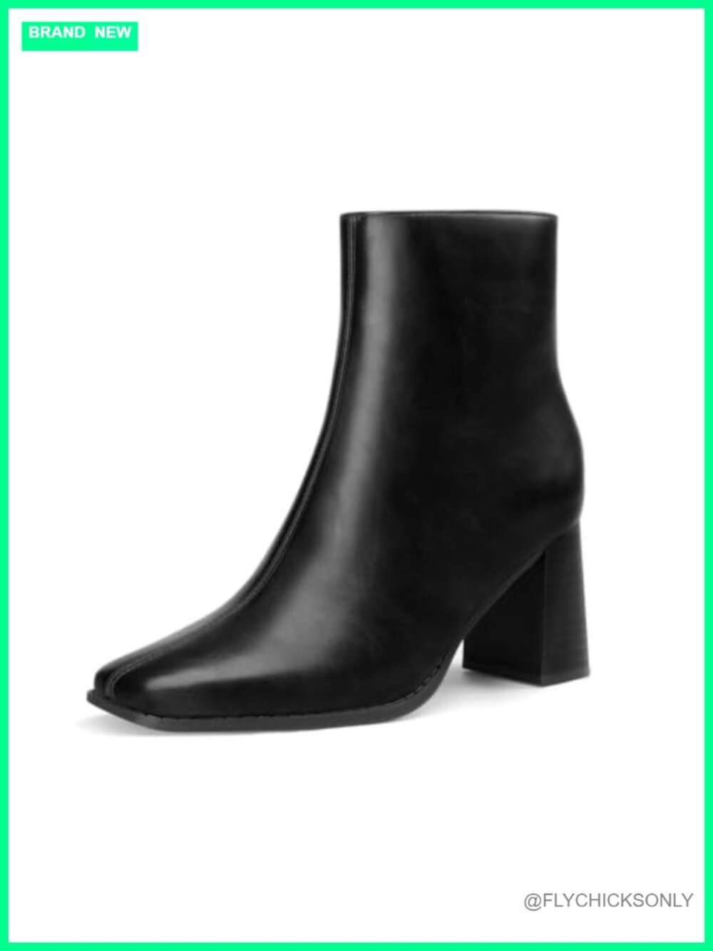 Square Toe Block Heel Ankle Boots with Side Zipper